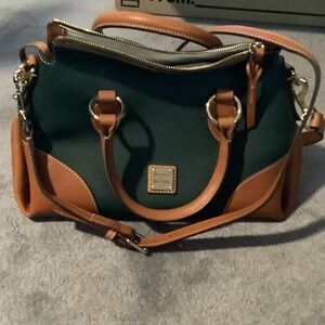 Dooney & Bourke Green and Tan Florentine leather Satchel